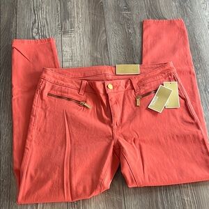 Michael Kors Coral Pants with Gold Accents